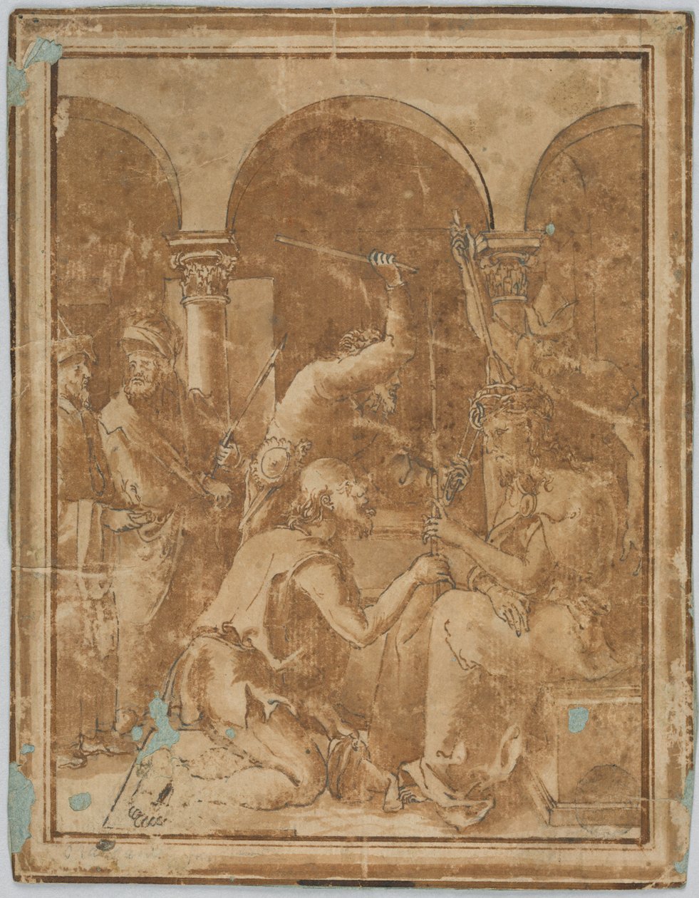 Desenho, Cópia da Coroação com os espinhos na Pequena Paixão de Albrecht Durer, publicado em 1511, 1525-1600 de Unknown artistUnknown artist