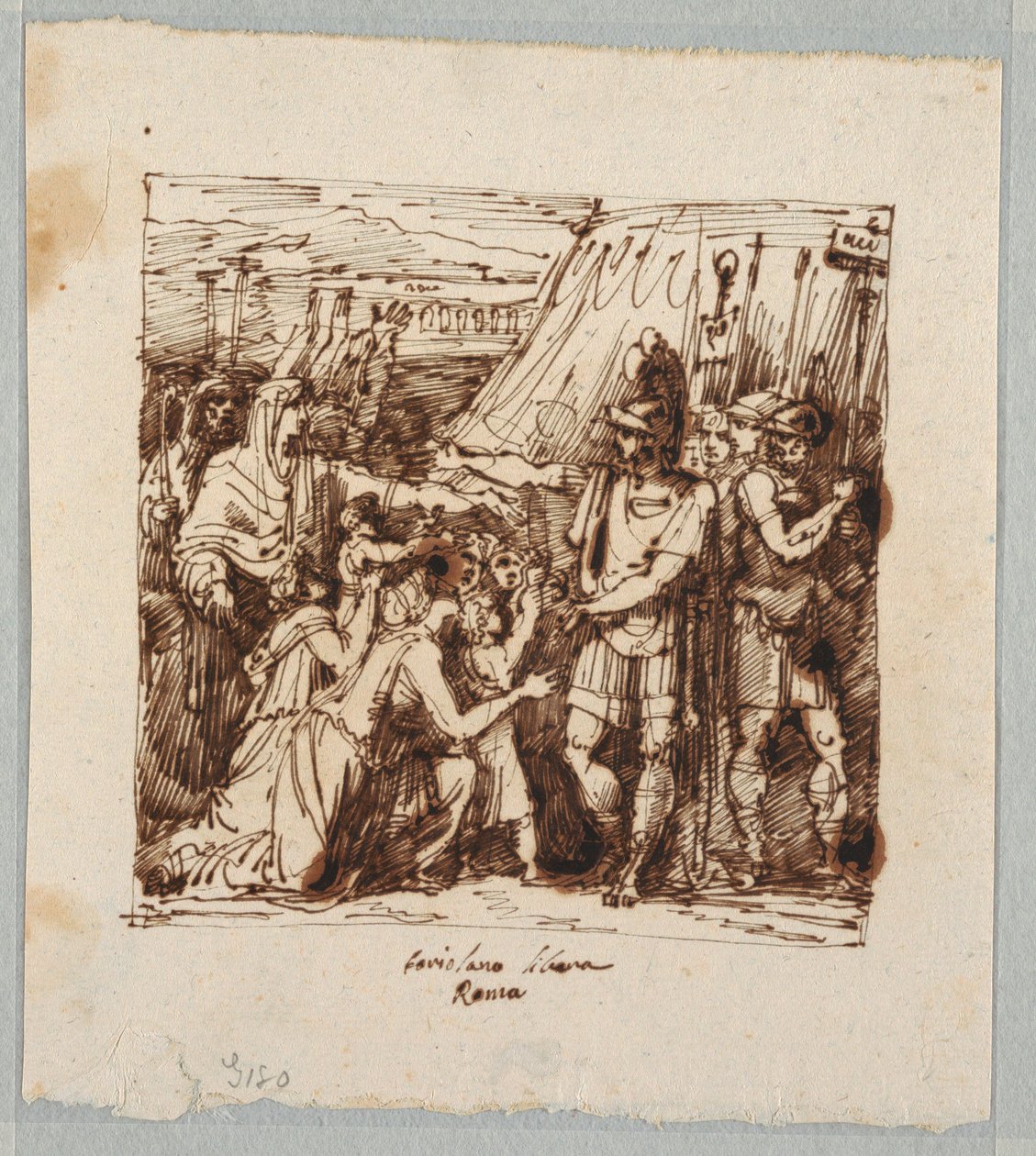 Desenho, Coriolanus Agrees to Lift the Siege of Rome (Coriolano concorda em levantar o cerco de Roma), finais do século XIX de Unknown artistUnknown artist