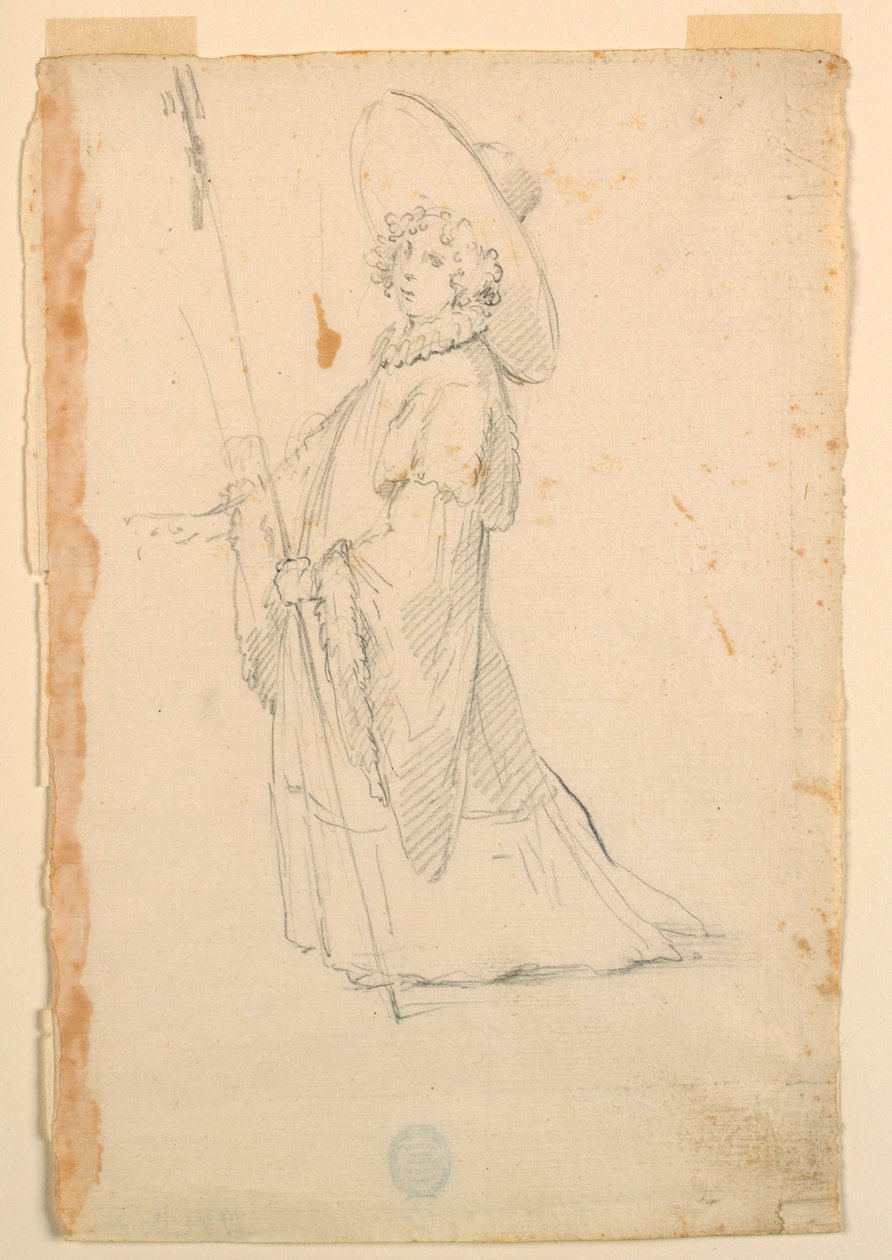 Desenho, Desenho de trajes: Uma rapariga em traje fantástico para um ballet, ca. 1720 de Unknown artistUnknown artist