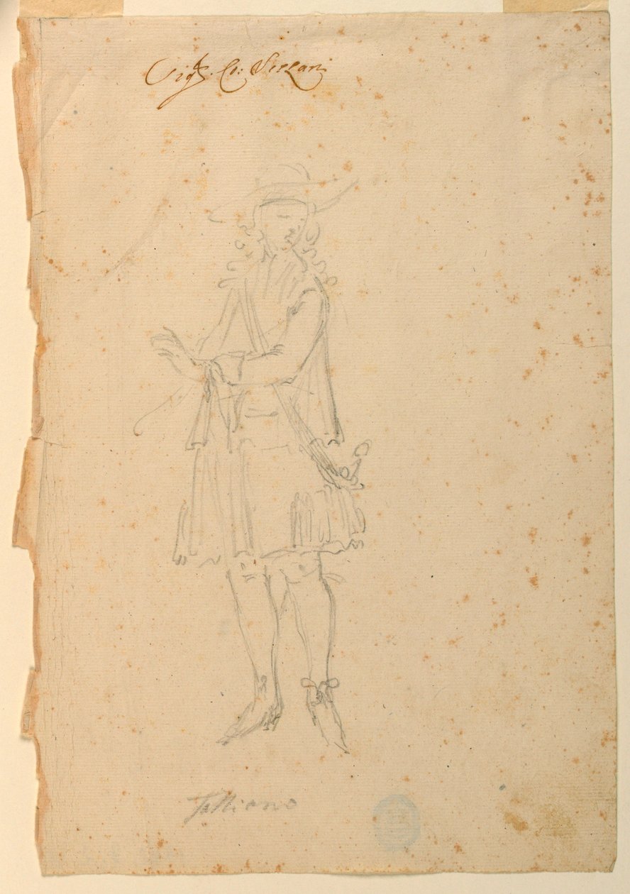 Desenho, Desenho de Figurinos: Um Homem do Mundo para um Ballet, ca. 1720 de Unknown artistUnknown artist