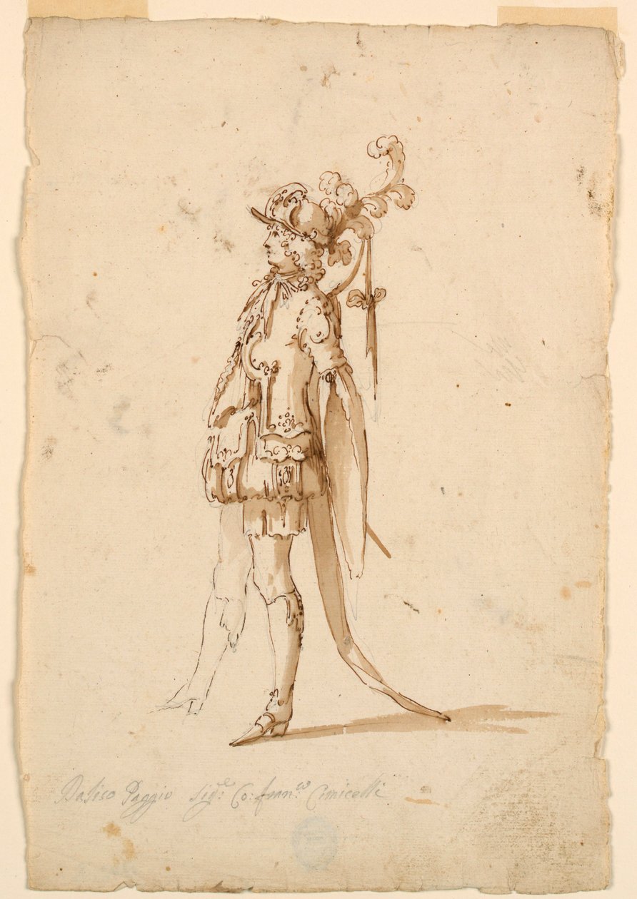 Desenho, Desenho de Figurinos: Uma página para um ballet, ca. 1720 de Unknown artistUnknown artist