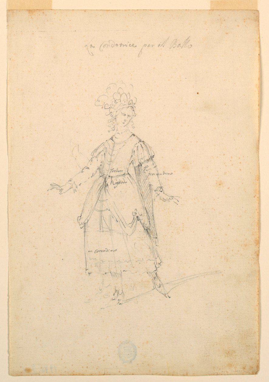Desenho, Desenho de Figurinos: Uma mulher cantora para um ballet, ca. 1720 de Unknown artistUnknown artist