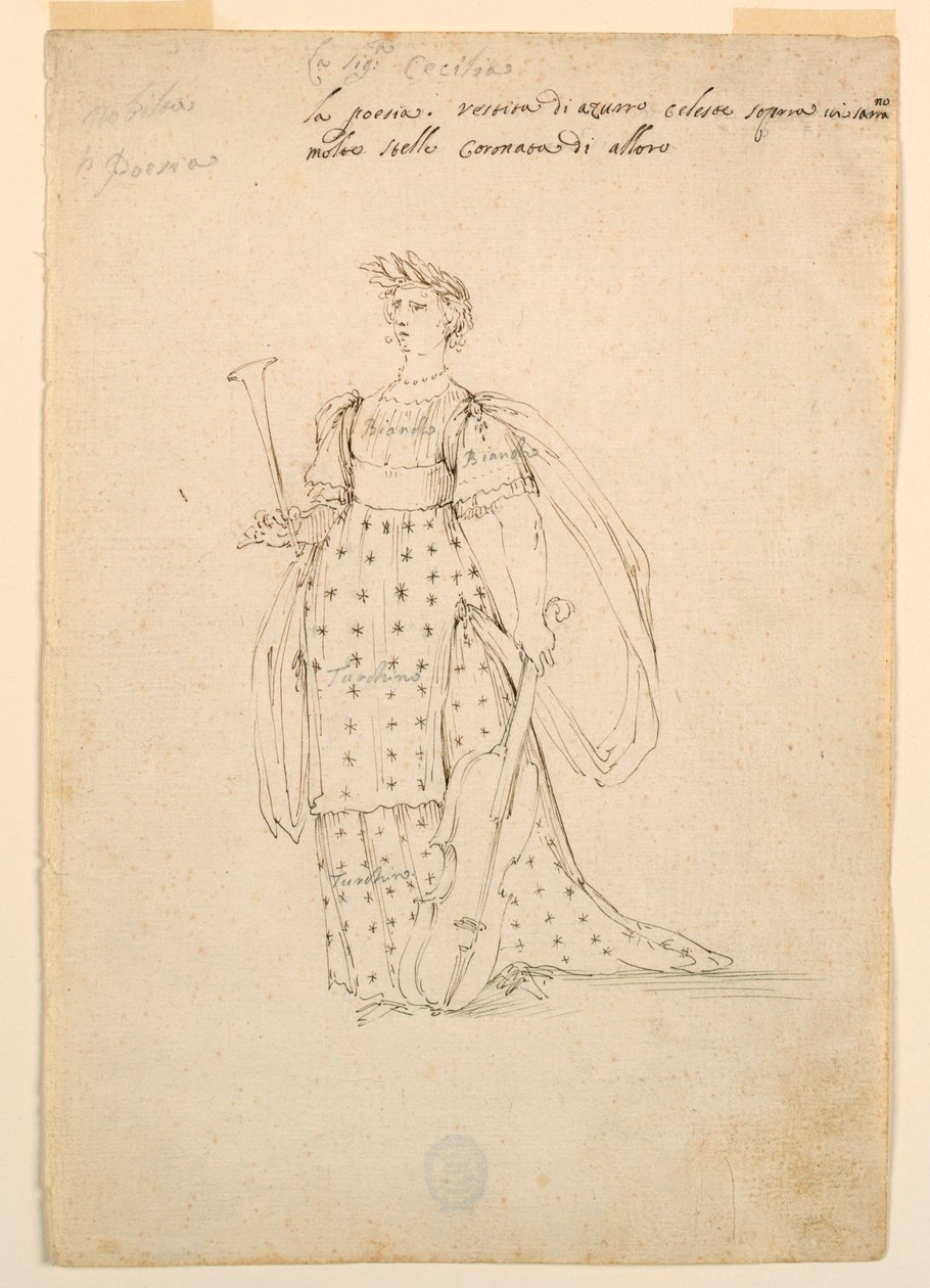 Desenho, Desenho de figurinos: Poesia para um Ballet, ca. 1720 de Unknown artistUnknown artist