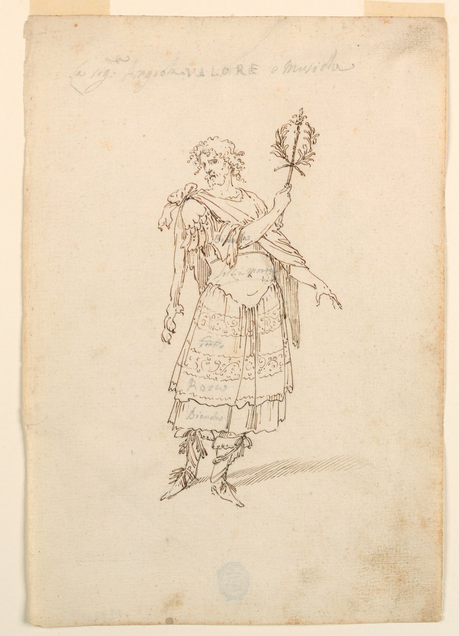 Desenho, Desenho de Figurinos: Valor e Música para um Ballet, ca. 1720 de Unknown artistUnknown artist