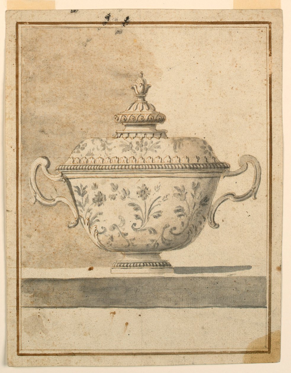 Desenho, Prato de cerâmica coberto, 1750-90 de Unknown artistUnknown artist
