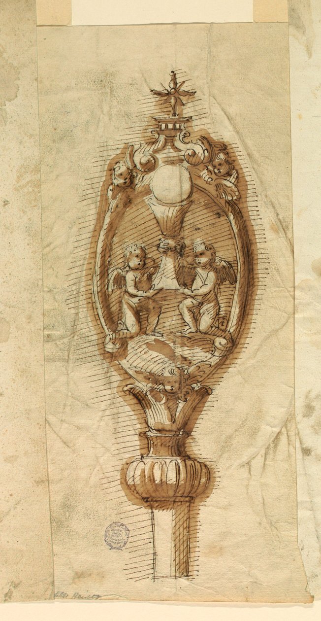 Desenho, Crista de um bastão processional, 1600-1650 de Unknown artistUnknown artist