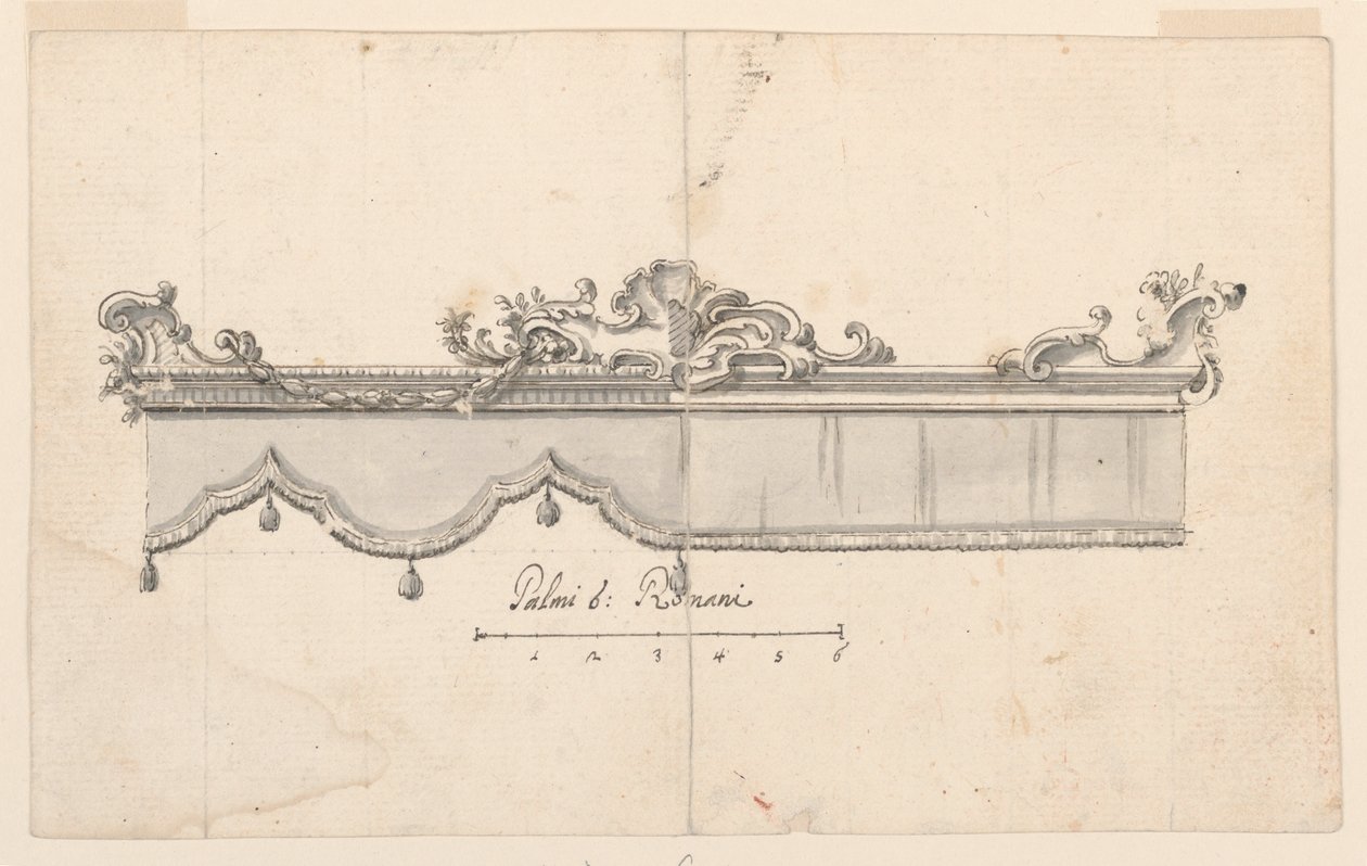 Desenho, Crista de um dossel (V: esboços de figuras), ca. 1750-75 de Unknown artistUnknown artist