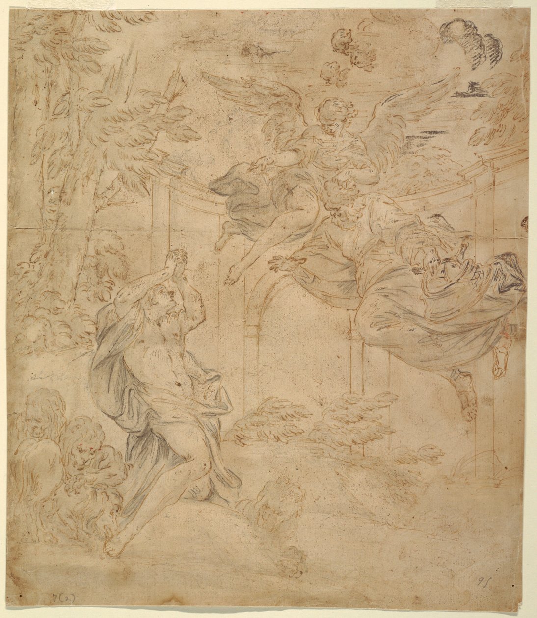 Desenho, Daniel na cova do leão, ca. 1630-40 de Unknown artistUnknown artist