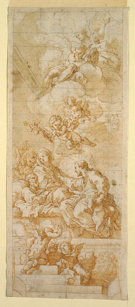 Desenho, Morte de S. José, estudo para uma pintura de teto, ca. 1670-1747 de Unknown artistUnknown artist