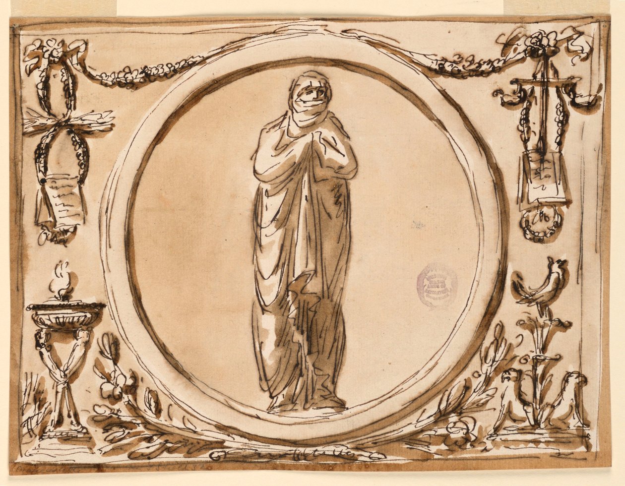 Desenho, Decoração de um painel, 1789-1793 de Unknown artistUnknown artist