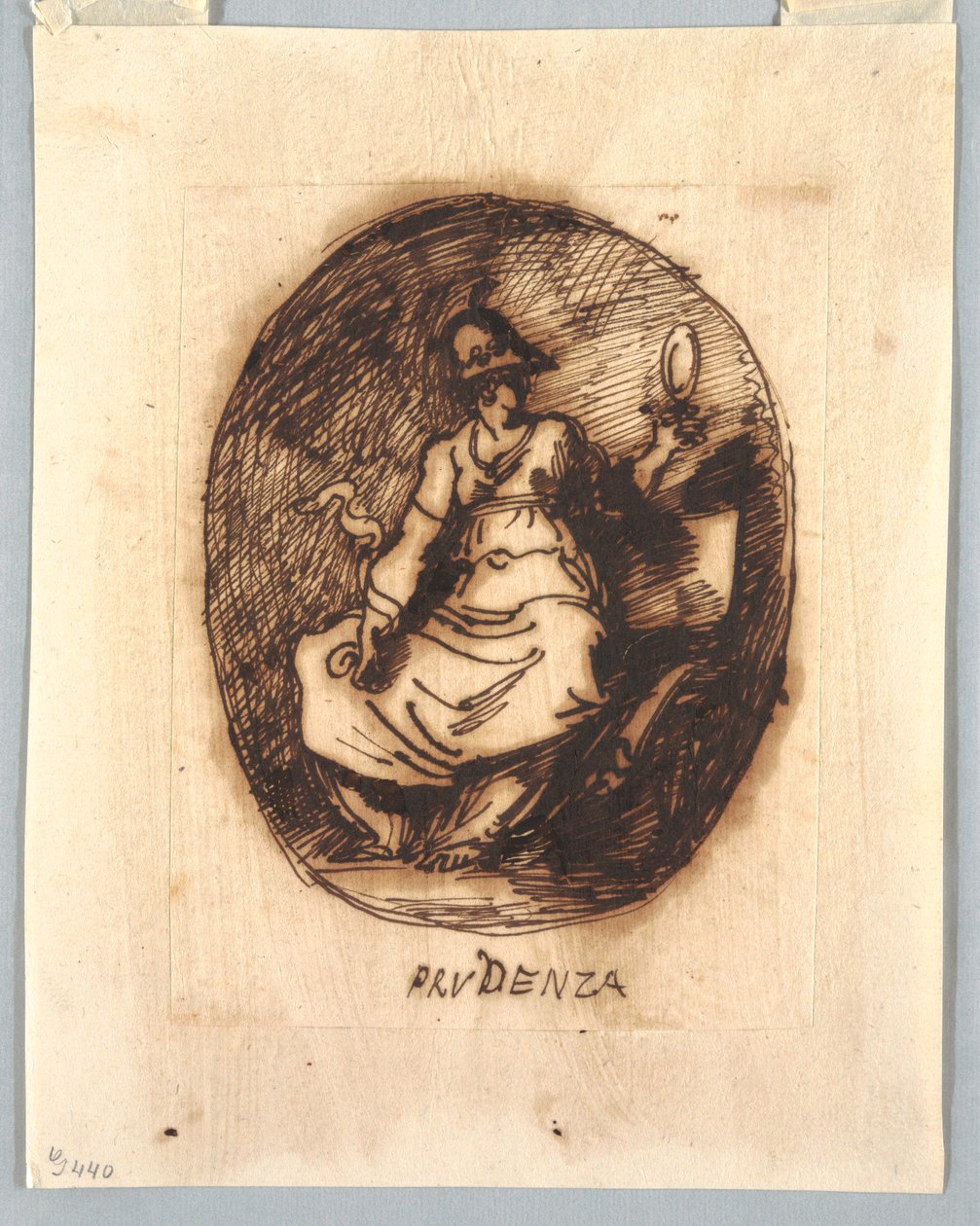 Desenho, Projeto decorativo com Prudência em oval, ca. 1780 de Unknown artistUnknown artist