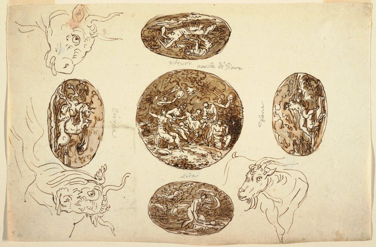 Desenho, Acções de Júpiter, para um teto, 1812 de Unknown artistUnknown artist