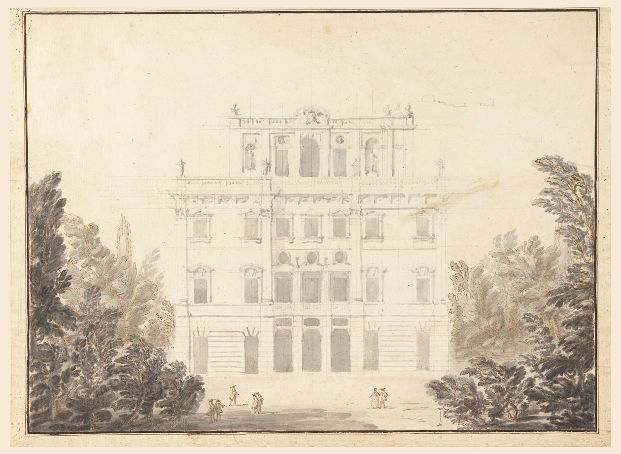 Desenho, Projeto de um Casino num Parque, 1728-84 de Unknown artistUnknown artist