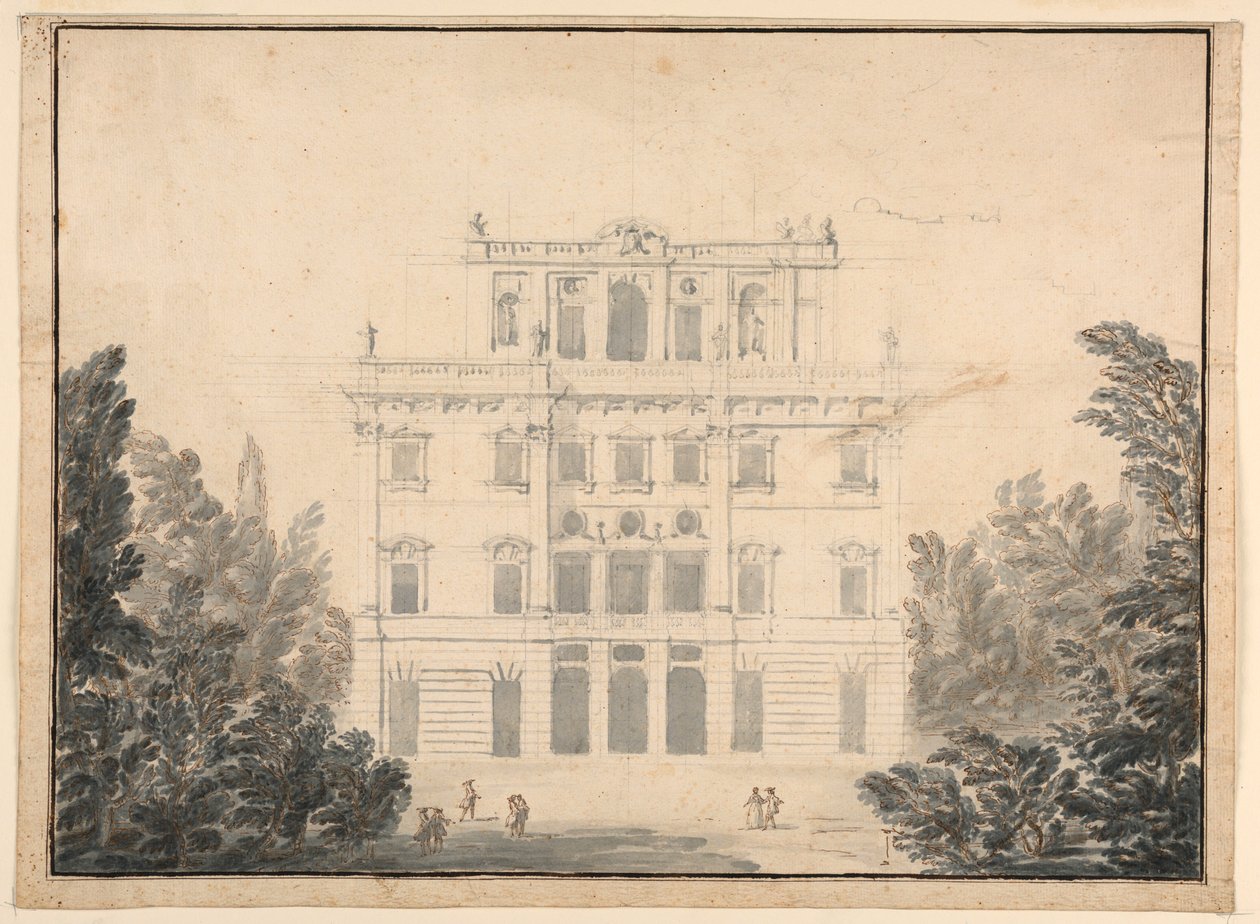 Desenho, Projeto de um Casino num Parque, 1728-84 de Unknown artistUnknown artist