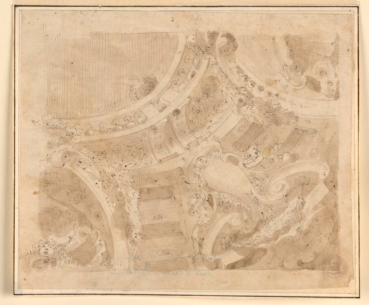 Desenho, Projeto para um teto, 1700-1750 de Unknown artistUnknown artist