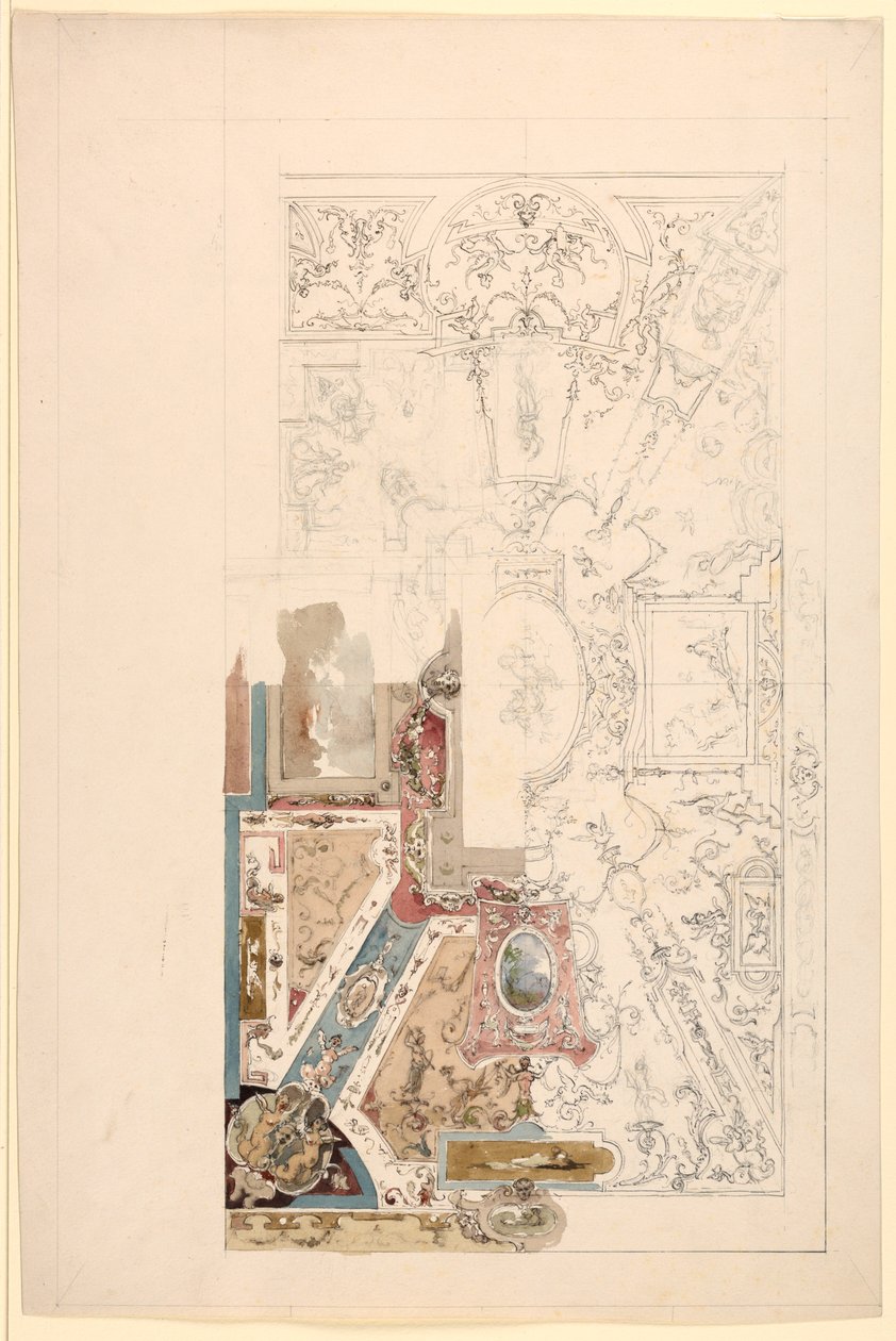 Desenho, Projeto para um teto, 1750-1800 de Unknown artistUnknown artist