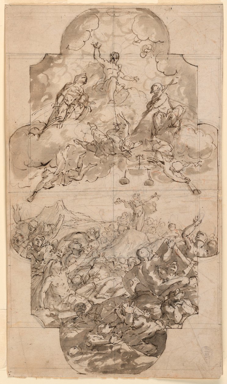 Desenho, Projeto para um teto de uma igreja, 1700-1750 de Unknown artistUnknown artist
