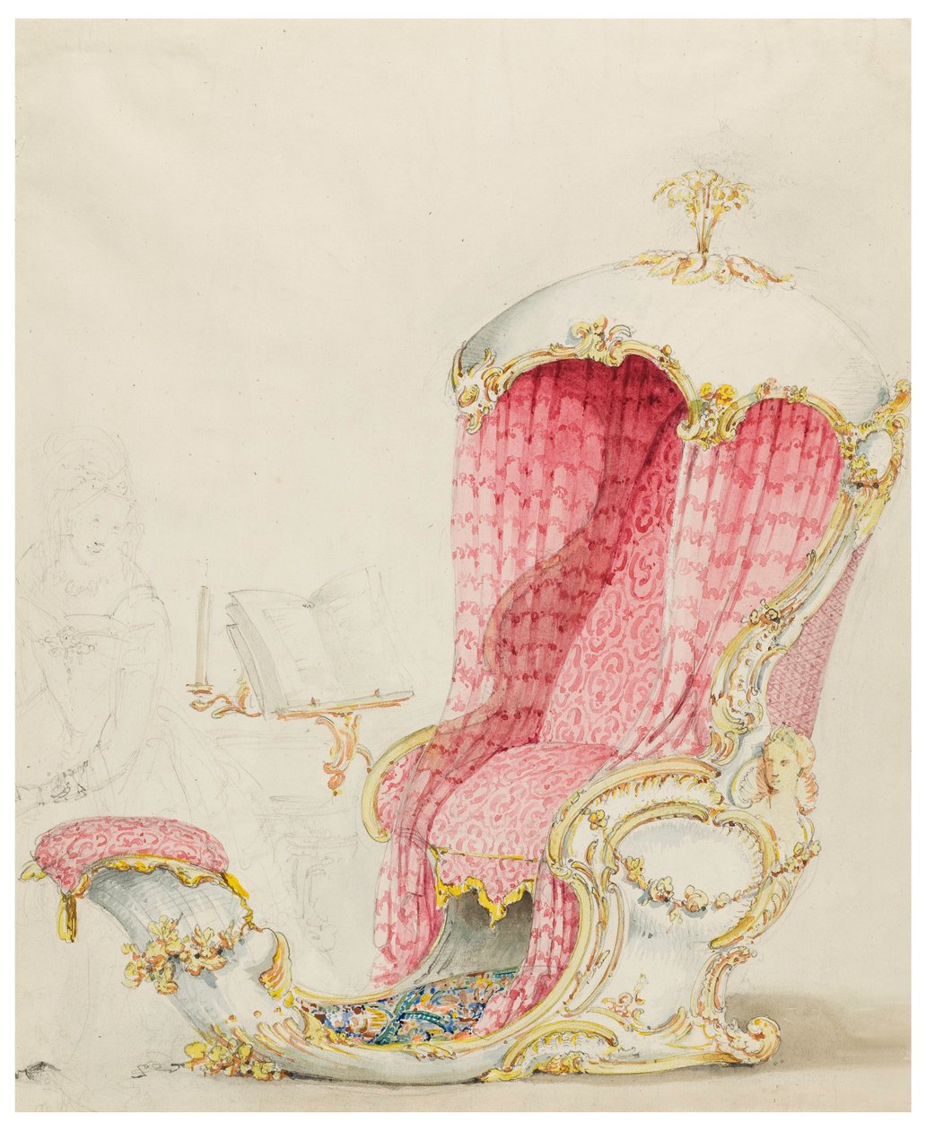Desenho, Projeto de uma Chaise Lounge, ca. 1810 de Unknown artistUnknown artist