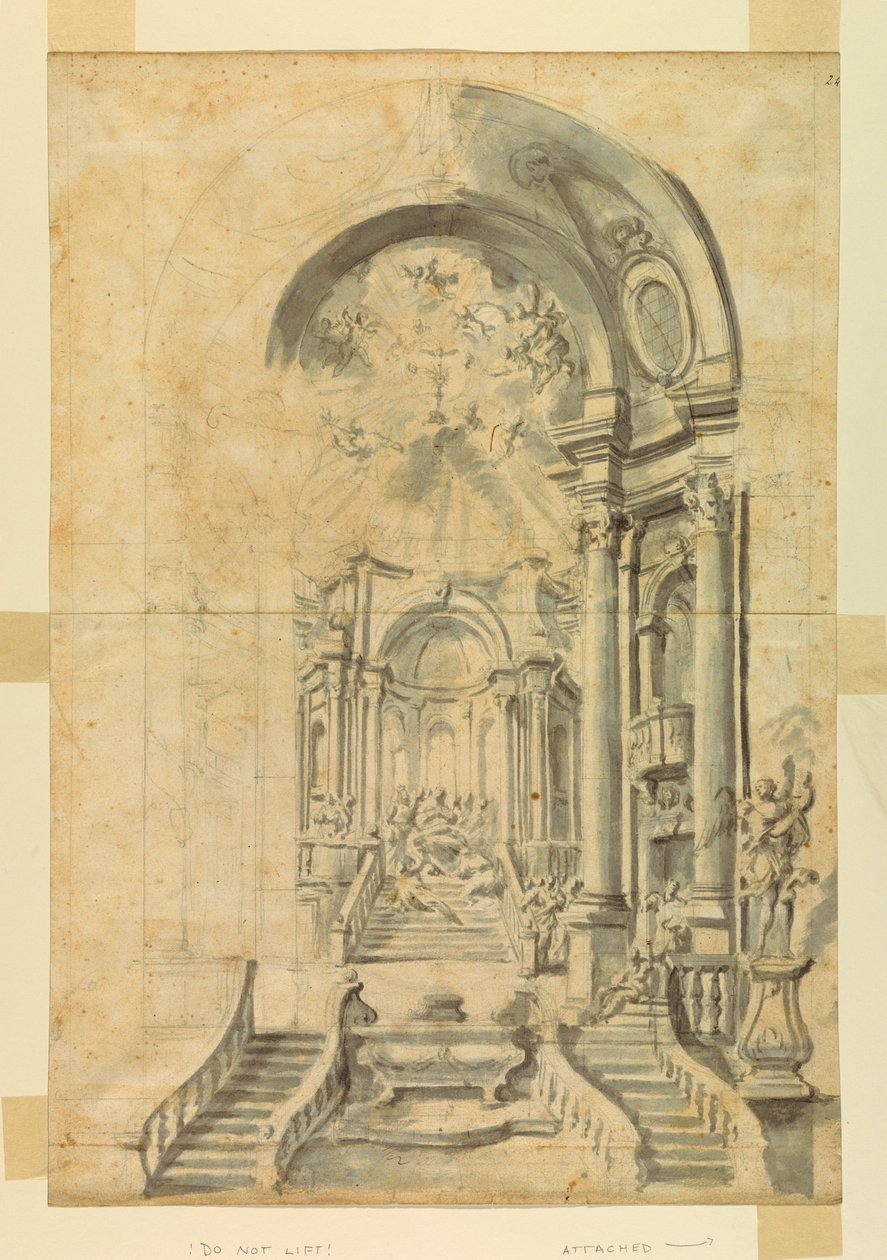 Desenho, Projeto para um cenário de festa de igreja, ca. 1700 de Unknown artistUnknown artist