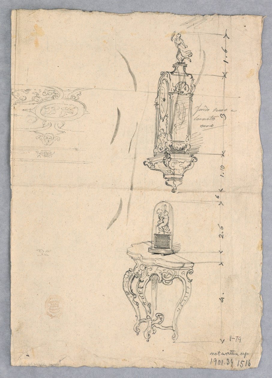 Desenho, Projeto de um relógio e de uma consola, século XVIII-XIX de Unknown artistUnknown artist