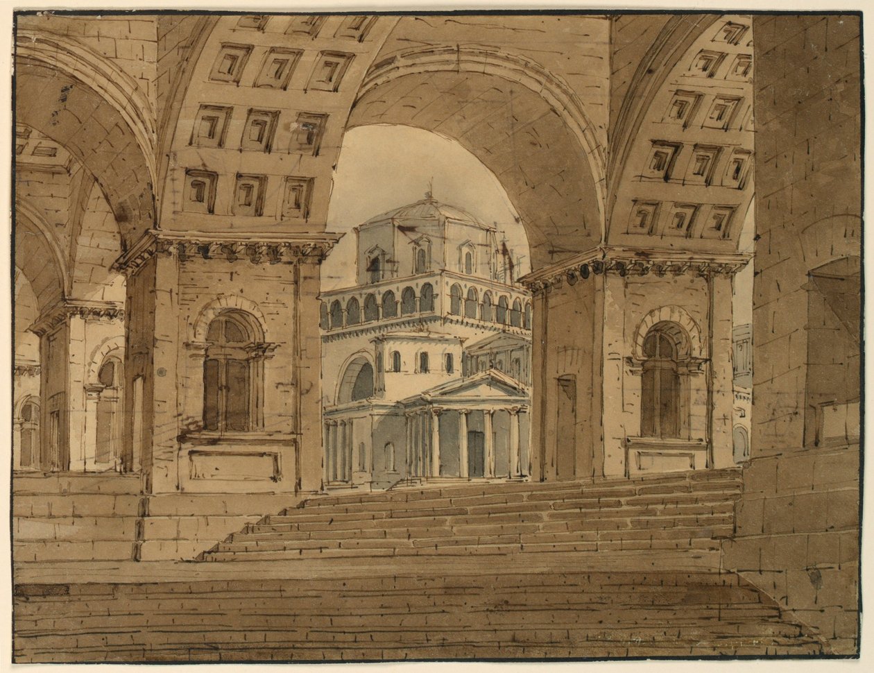 Desenho, Desenho de palco, Vista da cidade a partir do palácio, início do século XIX de Unknown artistUnknown artist