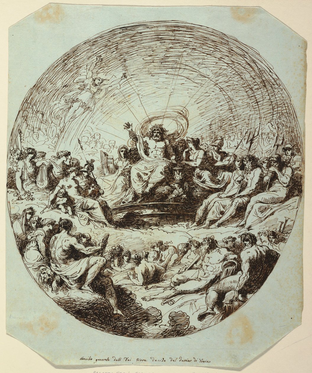 Desenho, Zeus Decidindo o Destino de Troia, Palazzo Gessi, Faenza, 1813 de Unknown artistUnknown artist
