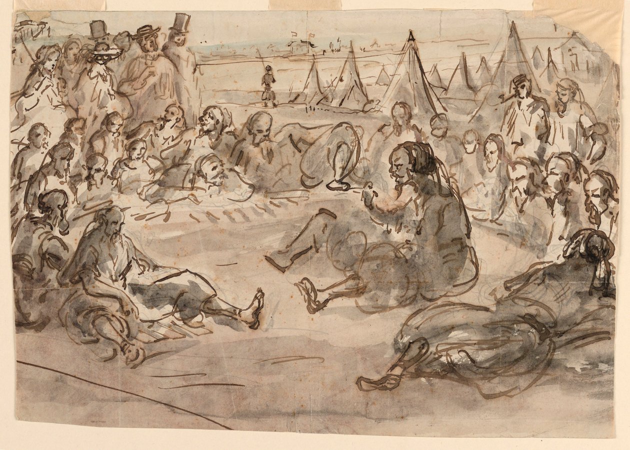 Desenho, Zouaves no Campo de St. Maur, 1859 de Unknown artistUnknown artist
