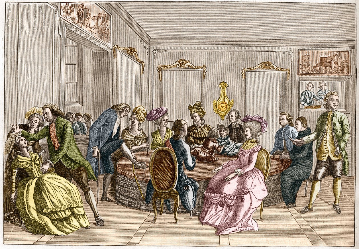 (O balde Mesmer) Demonstração de Frederic Antoine Mesmer (Franz Anton Mesmer de Unknown artist