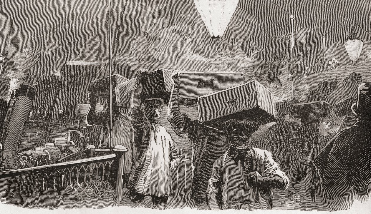 5 A. M. no Mercado de Peixe de Billingsgate, Londres, Inglaterra, no século XIX de Unknown artist