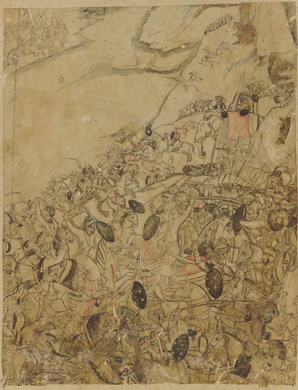Uma batalha nas margens de um rio de Unknown artist