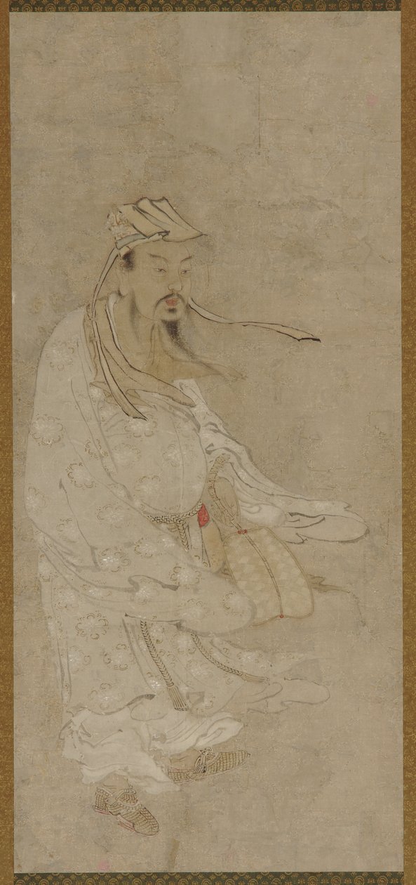 Um homem chinês de pé em um vento forte de Unknown artist