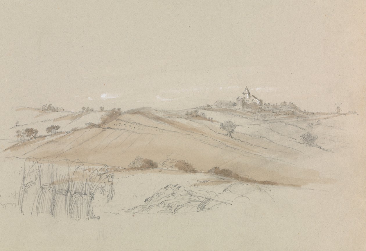 Um Campo com Casa à Distância de Unknown artist