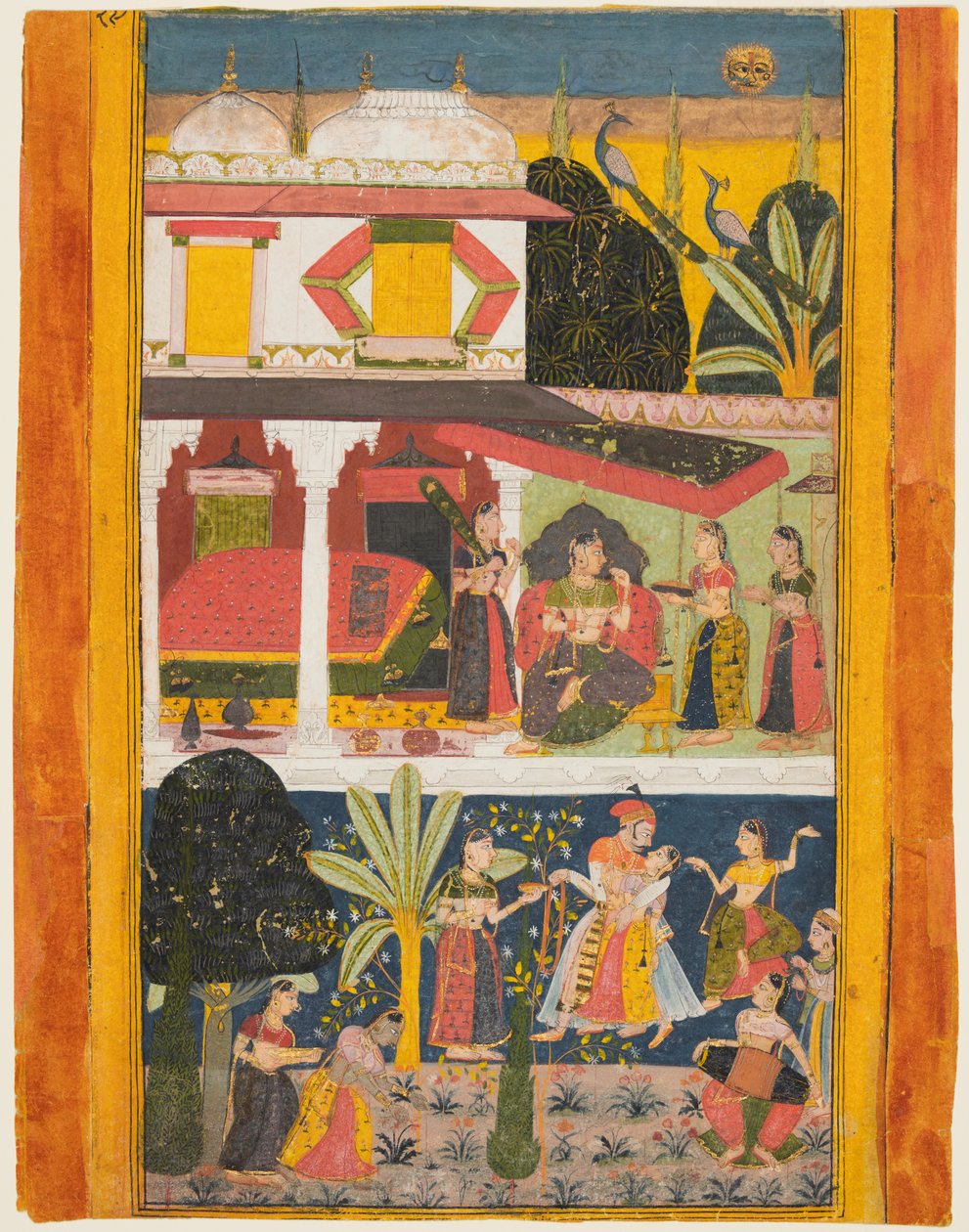Uma heroína e seu amante: Malavi Ragini, de um Ragamala de Unknown artist