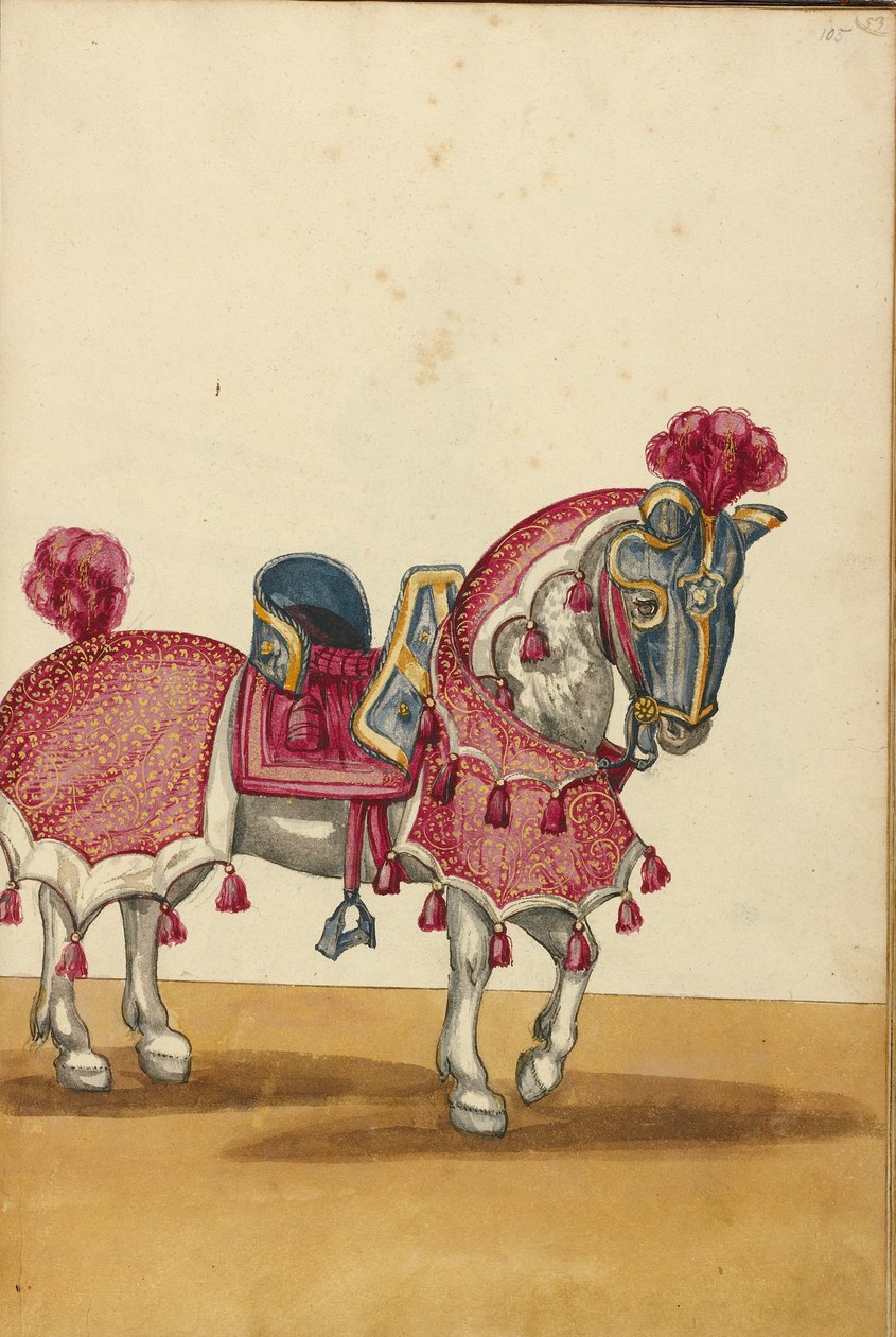 Um cavalo com armadura de Unknown artist