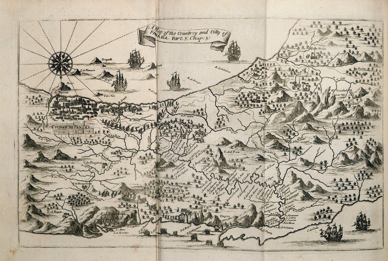 Mapa do país e da cidade do Panamá. Parte. 3 : cap : 5. (gravura) de Unknown artist