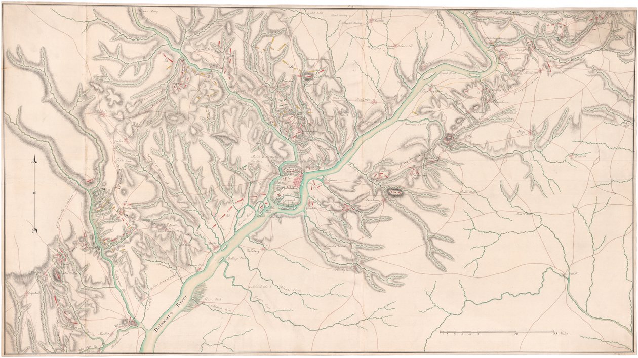 Um mapa que mostra as colónias do Atlântico Médio: Posições do Exército de Unknown artist
