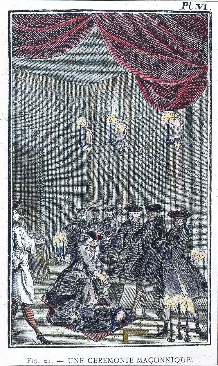 Uma cerimónia maçónica - baseada numa gravura da colecção da "Ordem dos Maçons Traídos" do Padre Perau de Unknown artist