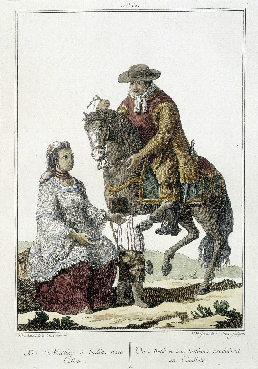 Um Métis e um indiano dão à luz um cauillote - gravura de Unknown artist