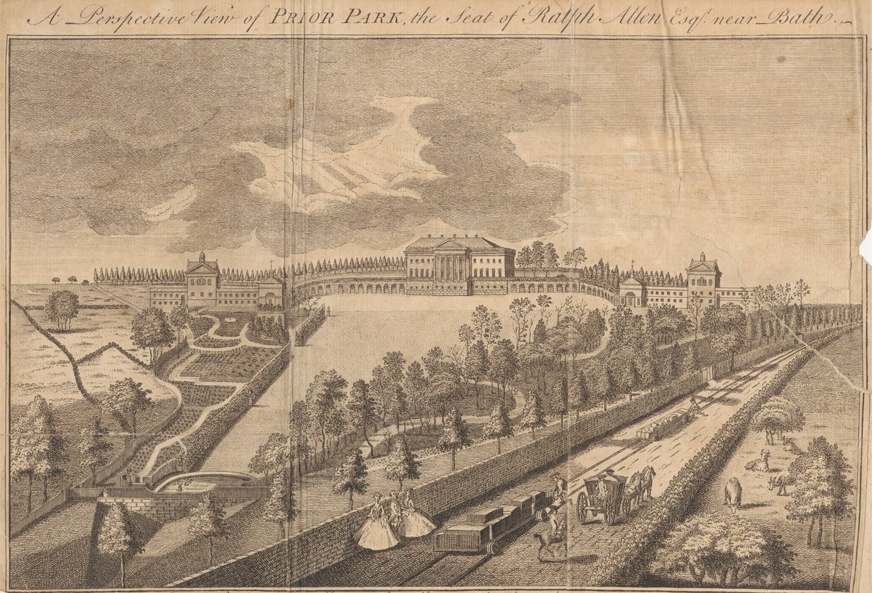 Uma Perspectiva do Parque Prior, a Sede de Ralph Allen Esq. perto de Bath de Unknown artist