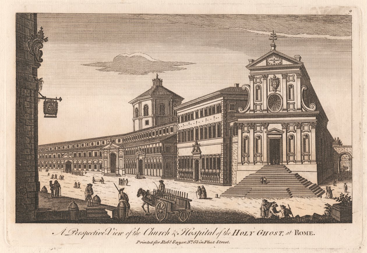 Uma Perspectiva da Igreja e do Hospital do Espírito Santo em Roma de Unknown artist