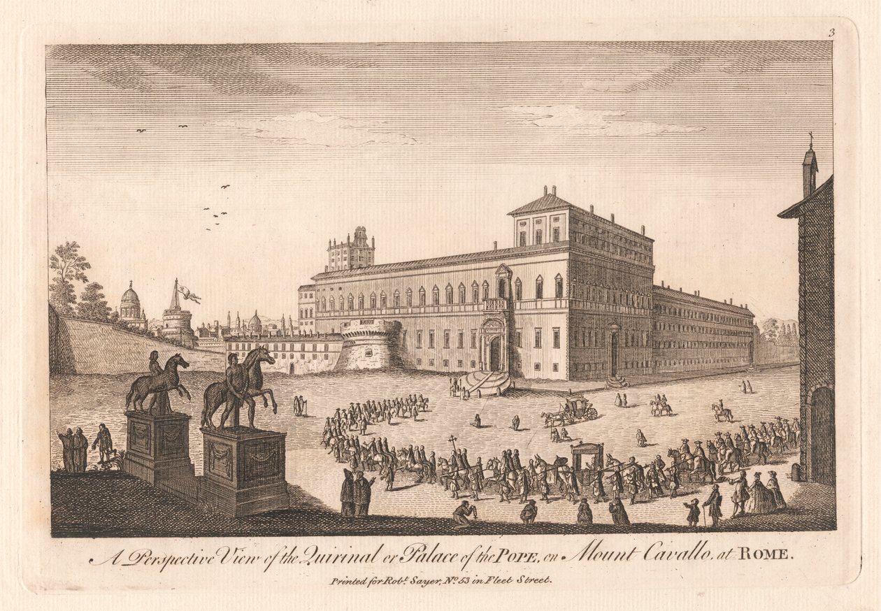 Uma Perspectiva do Quirinal ou Palácio do Papa, no Monte Cavalle, em Roma de Unknown artist