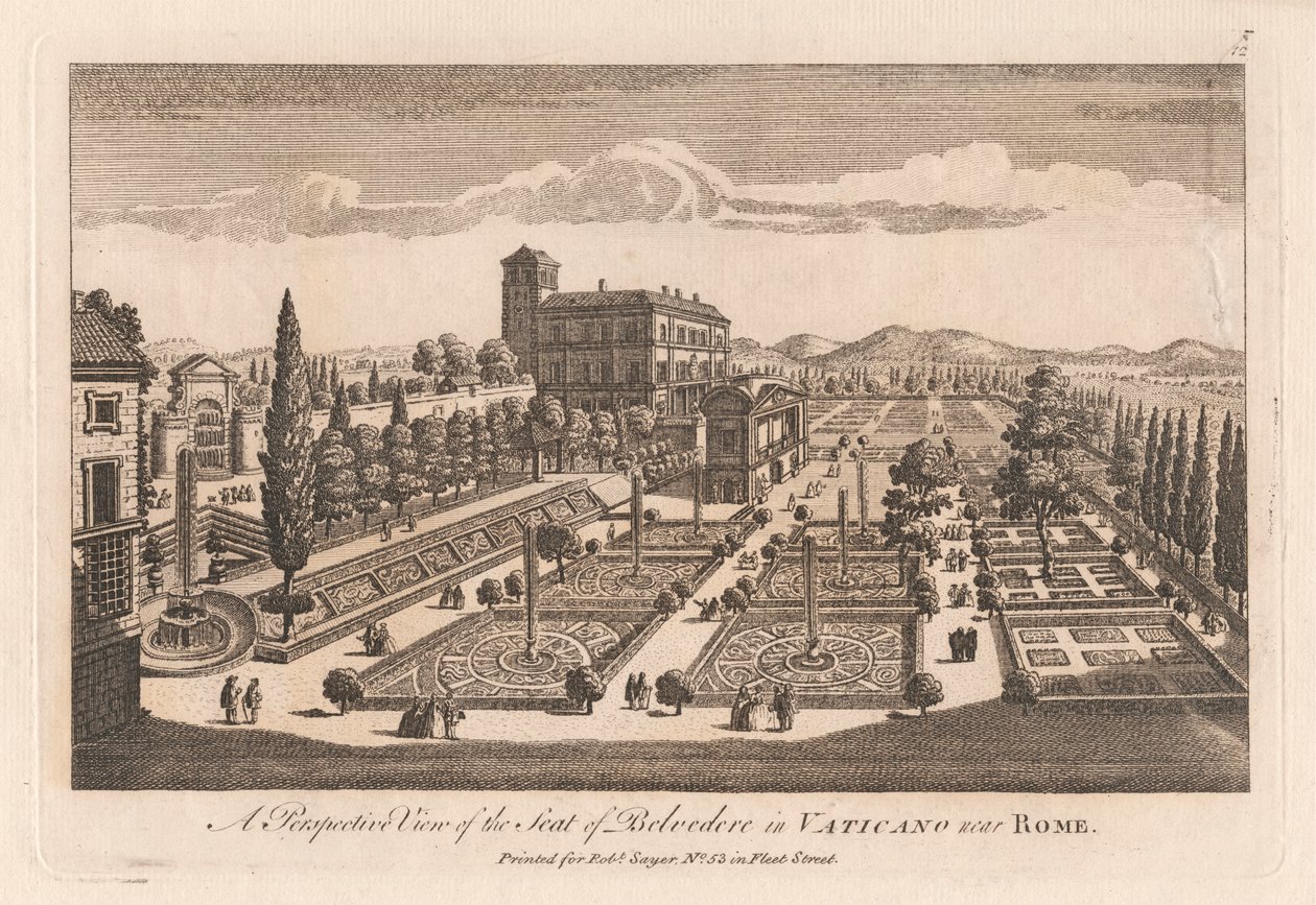 Uma Perspectiva da Sede de Belevedere no Vaticano, perto de Roma de Unknown artist