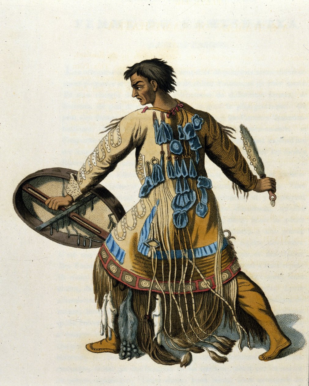 Um xamã siberiano. Gravura do século XIX. de Unknown artist