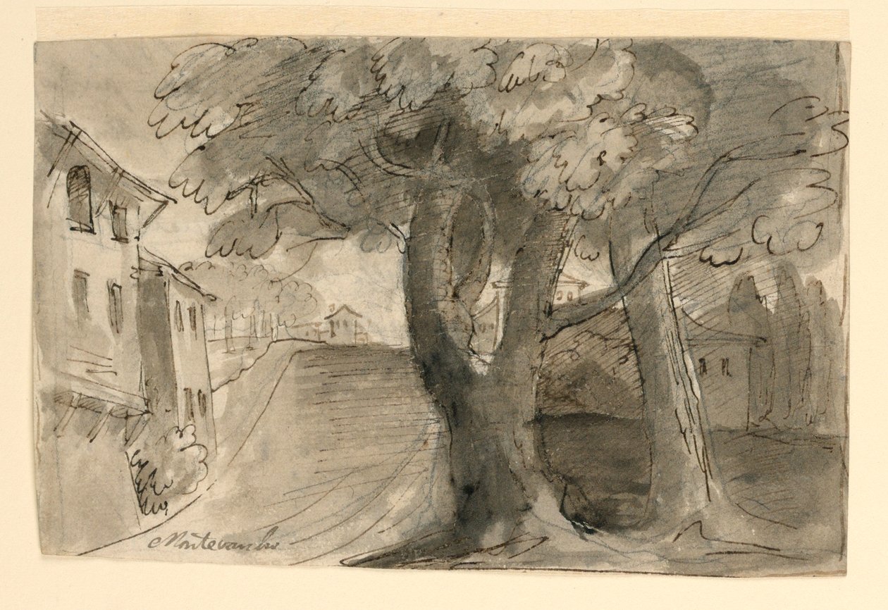 Uma rua em Montevarchi, perto de Arezzo de Unknown artist