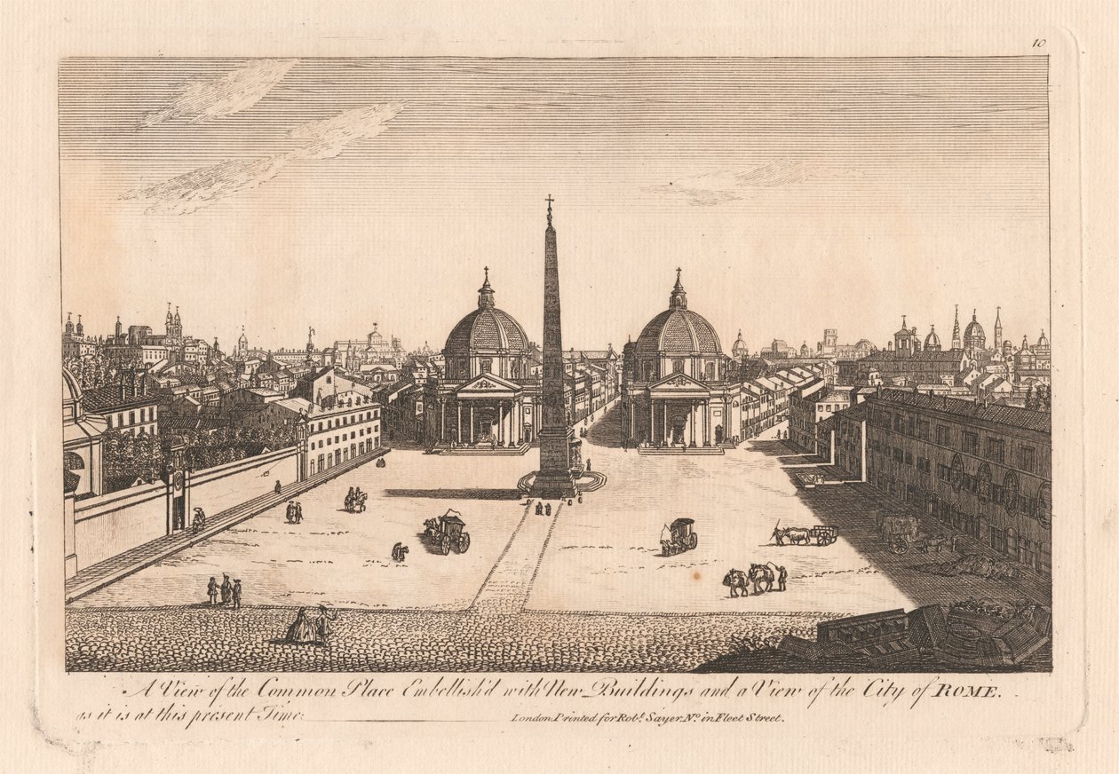 Uma Vista do Lugar Comum Embelezado com Novos Edifícios e uma Vista da Cidade de Roma como é neste Tempo Presente. de Unknown artist