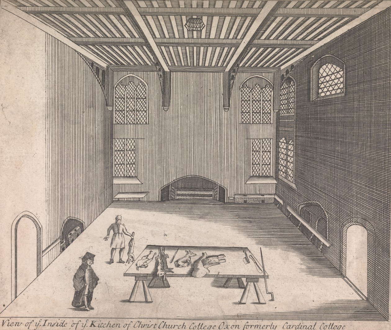 A View of ye Inside of ye Kitchen of Christ Church College, Oxon anteriormente Cardinal College; [não numerada] (Volume Um) de Unknown artist