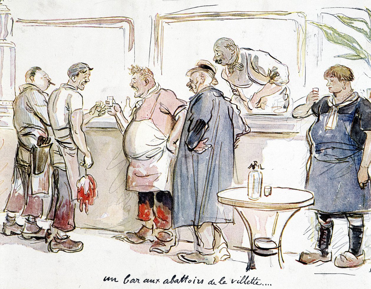 Um bar nos matadouros do Villette, em Paris. de Unknown artist