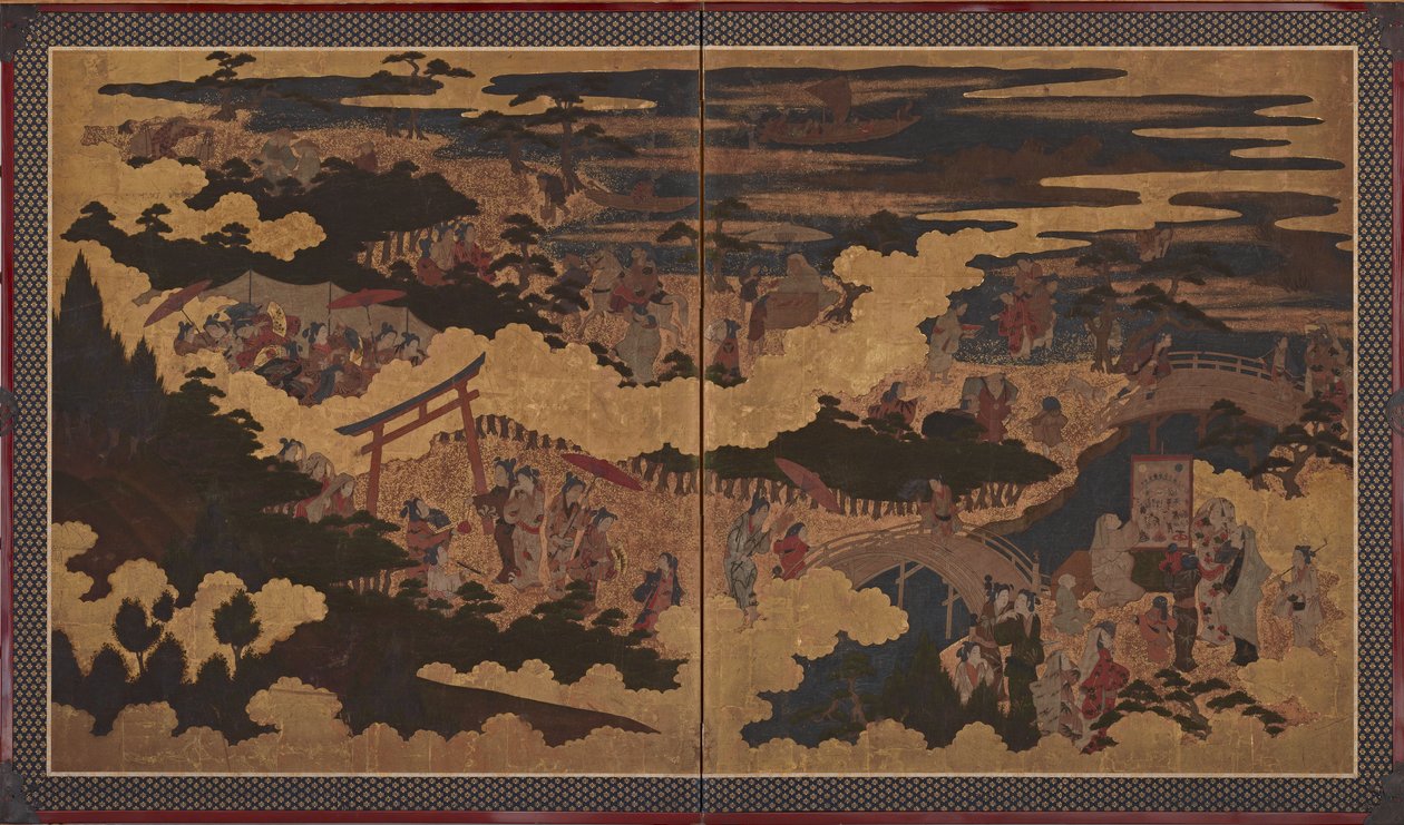 Um festival no Santuário Sumiyoshi de Unknown artist