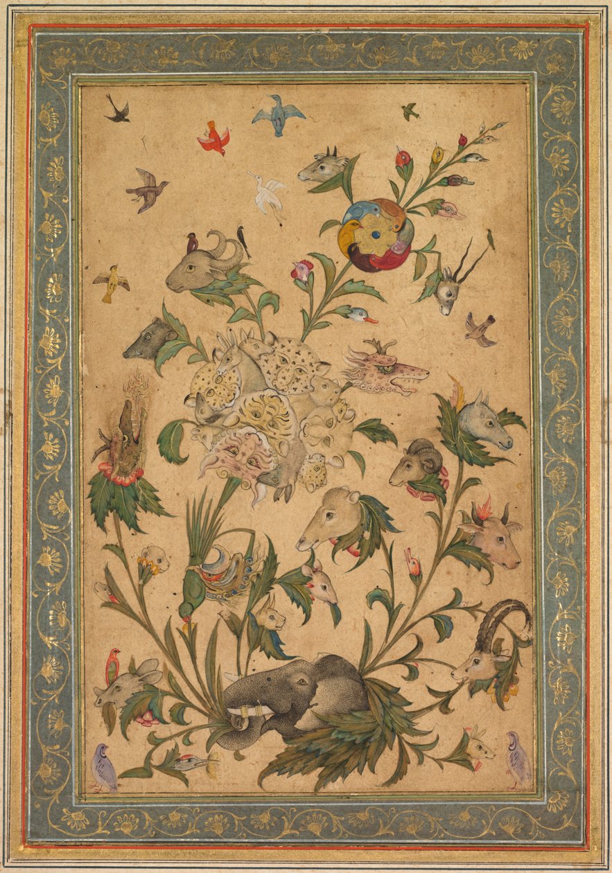 Uma fantasia floral de animais e pássaros (Waq-waq) de Unknown artist