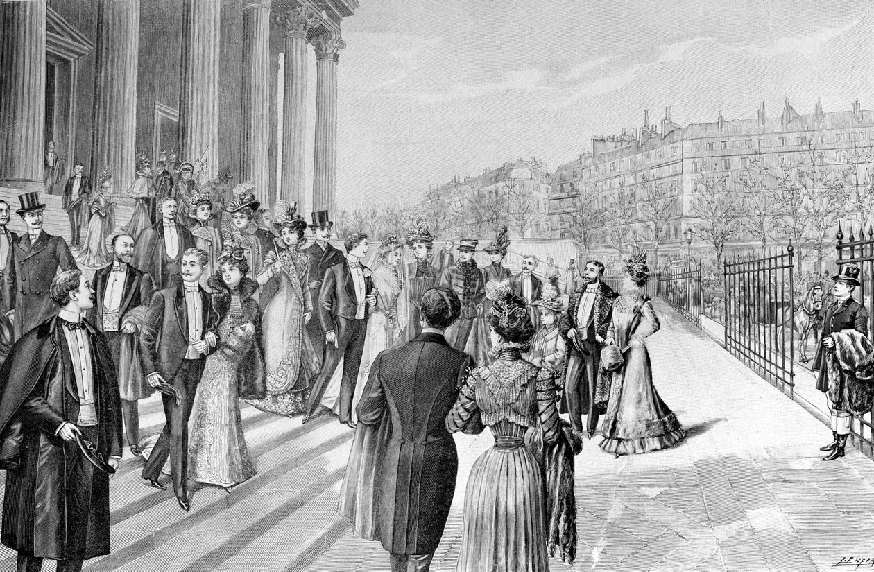 Um grande casamento na Madeleine em Paris. de Unknown artist